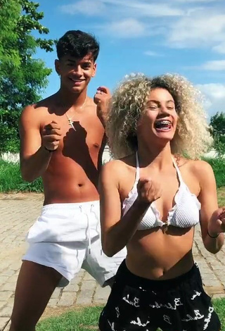 3. Lovely Sandra Costa in White Bikini Top and Bouncing Boobs