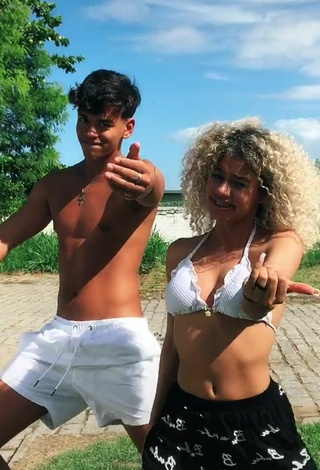 4. Lovely Sandra Costa in White Bikini Top and Bouncing Boobs