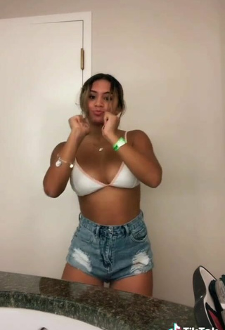 3. Sexy Shayla Marie Shows Cleavage in White Bikini Top and Bouncing Boobs