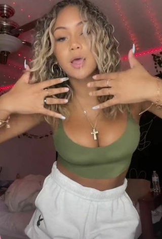 Luscious Shayla Marie Shows Cleavage in Olive Crop Top and Bouncing Boobs