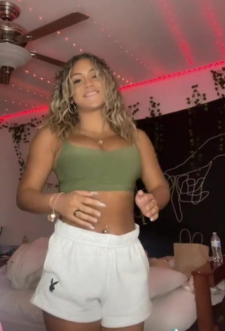 5. Luscious Shayla Marie Shows Cleavage in Olive Crop Top and Bouncing Boobs