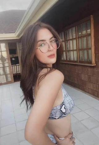 Luscious Sofia Andres Shows Cleavage in Snake Print Bikini