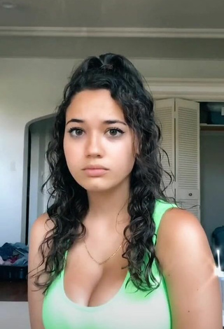 Beautiful Sofia Gomez Shows Cleavage in Sexy Green Top and Bouncing Boobs