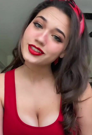 3. Sweetie Sofia Gomez Shows Cleavage in Red Top