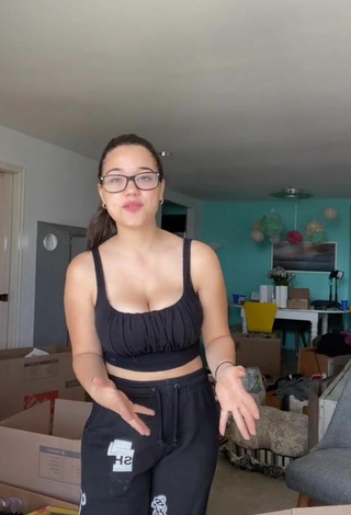 Fine Sofia Gomez Shows Cleavage in Sweet Black Crop Top and Bouncing Boobs