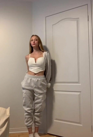 Cute Sophia Diamond in White Crop Top