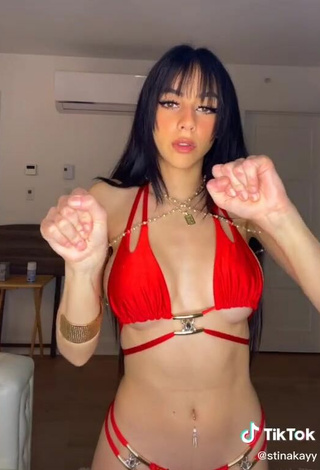 3. Sultry Christina Kalamvokis Shows Cleavage in Red Bikini (Underboob)