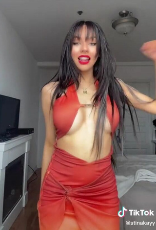 5. Sexy Christina Kalamvokis in Red Dress (Side Boob)