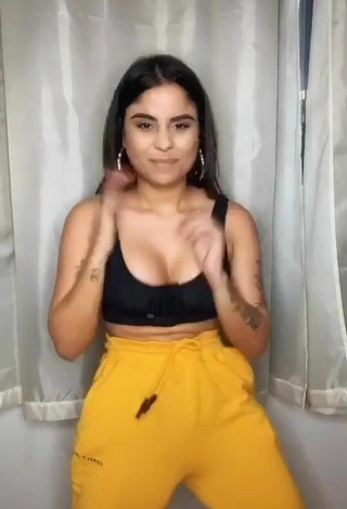 Cute Tati Nunes Shows Cleavage in Black Crop Top and Bouncing Boobs