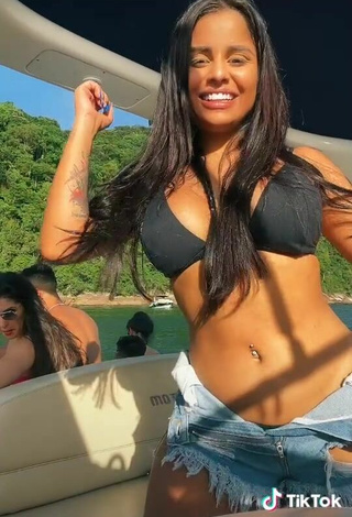 3. Beautiful Tati Nunes in Sexy Black Bikini Top on a Boat and Bouncing Tits