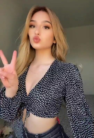 Pretty Teressa Dillon Shows Cleavage in Polka Dot Crop Top