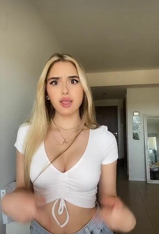 Dazzling Teressa Dillon Shows Cleavage in Inviting White Crop Top and Bouncing Tits