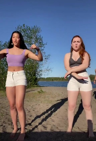 Sultry Jie & Mei Walters in Crop Top at the Beach