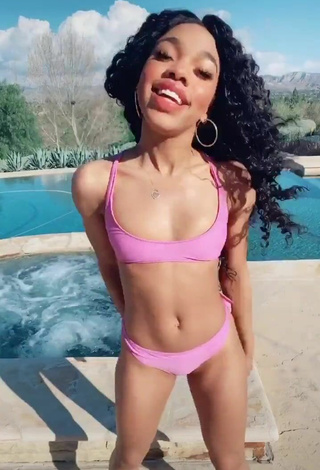 5. Lovely Teala Dunn in Pink Bikini at the Pool