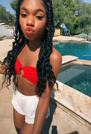 2. Sultry Teala Dunn in Red Bikini Top at the Swimming Pool