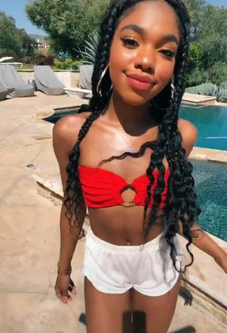 3. Sultry Teala Dunn in Red Bikini Top at the Swimming Pool