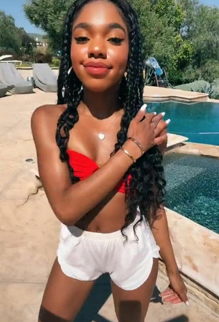 5. Sultry Teala Dunn in Red Bikini Top at the Swimming Pool