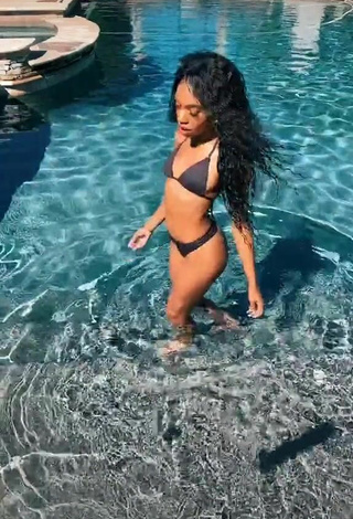 Wonderful Teala Dunn in Black Bikini at the Swimming Pool