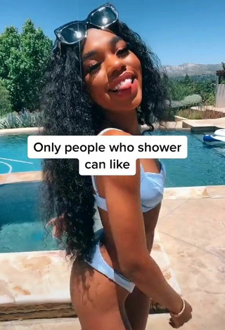 Magnificent Teala Dunn in Blue Bikini at the Pool