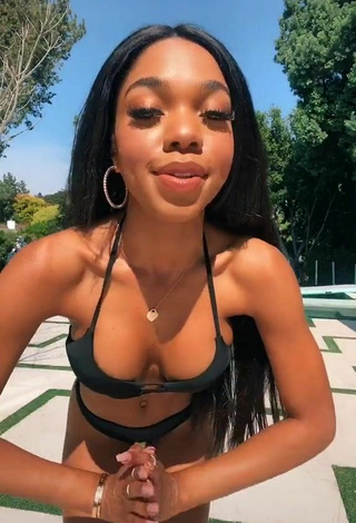 5. Teala Dunn Looks Cute in Black Bikini