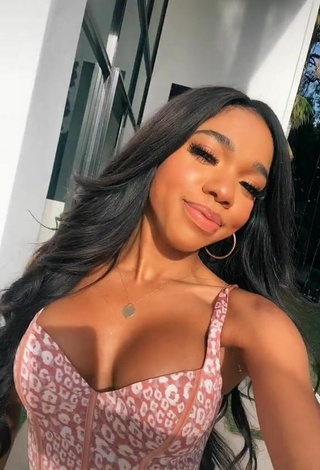 Sweetie Teala Dunn Shows Cleavage in Leopard Crop Top