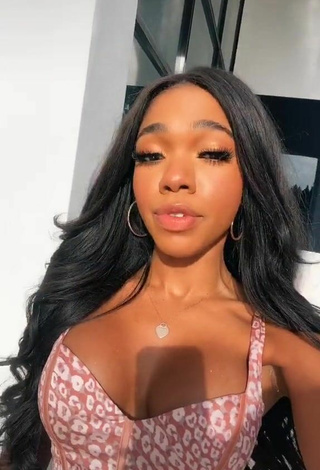 4. Sweetie Teala Dunn Shows Cleavage in Leopard Crop Top