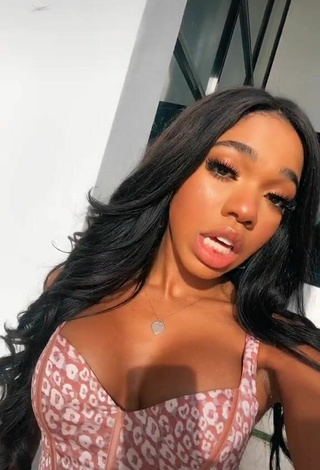 5. Sweetie Teala Dunn Shows Cleavage in Leopard Crop Top