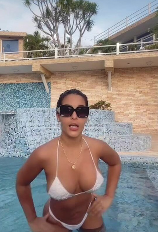 2. Cute Yeimmy in White Bikini at the Swimming Pool