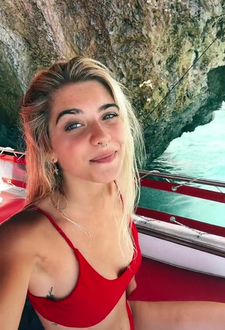 5. Cute Alessia Lanza in Red Bikini on a Boat