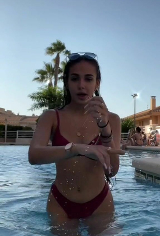 4. Sultry Andrea Palazon in Red Bikini at the Pool