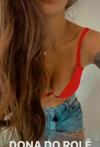 Sexy Bárbara Labres Shows Cleavage in Red Bikini Top