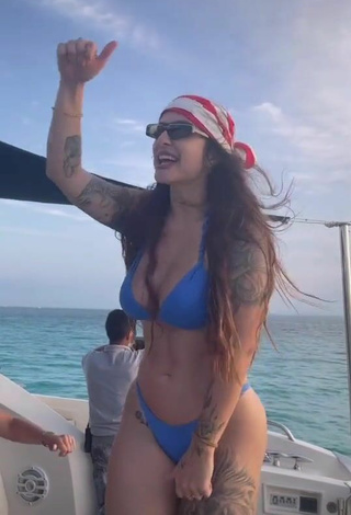 3. Titillating Bárbara Labres Shows Cleavage in Blue Bikini on a Boat and Bouncing Boobs