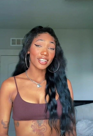 Sultry Bria Alana Shows Cleavage in Brown Crop Top and Bouncing Breasts