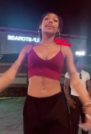 2. Sweetie Bria Alana Shows Cleavage in Red Crop Top and Bouncing Boobs