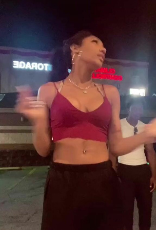 3. Sweetie Bria Alana Shows Cleavage in Red Crop Top and Bouncing Boobs