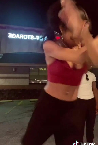 4. Sweetie Bria Alana Shows Cleavage in Red Crop Top and Bouncing Boobs