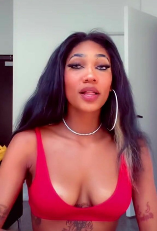 2. Luscious Bria Alana Shows Cleavage in Red Crop Top