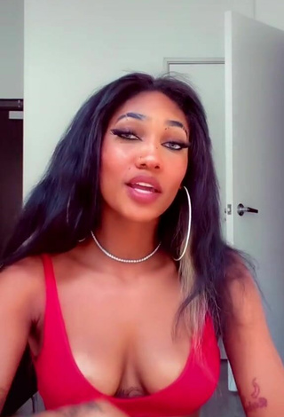 3. Luscious Bria Alana Shows Cleavage in Red Crop Top