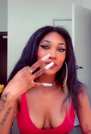 5. Luscious Bria Alana Shows Cleavage in Red Crop Top