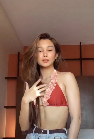 Sultry Chienna Filomeno in Red Bikini Top