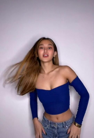 2. Cute Chienna Filomeno in Blue Crop Top