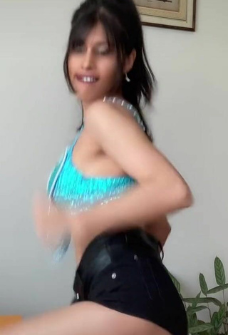 4. Sweet XENA in Cute Blue Crop Top and Bouncing Boobs