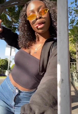 Sexy Diarra Sylla in Black Crop Top in a Street