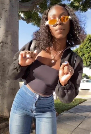 5. Sexy Diarra Sylla in Black Crop Top in a Street