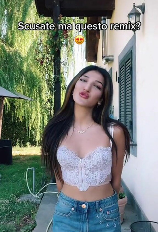 2. Sultry Elena Hazinah in White Crop Top