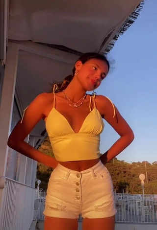 Titillating Ella Mendelsohn in White Crop Top