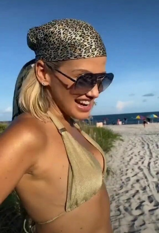 2. Sultry Fanny Lu in Golden Bikini at the Beach