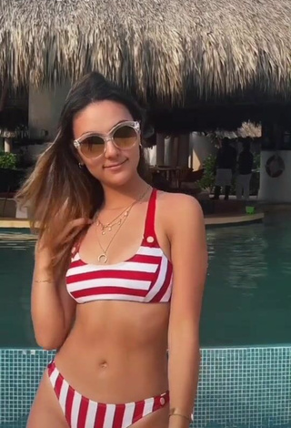 Sweetie Fernanda Rivas in Striped Bikini at the Pool