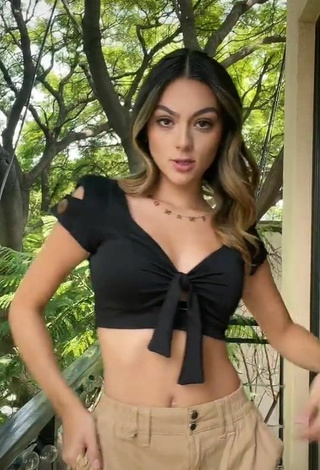 Luscious Fernanda Rivas in Black Crop Top on the Balcony