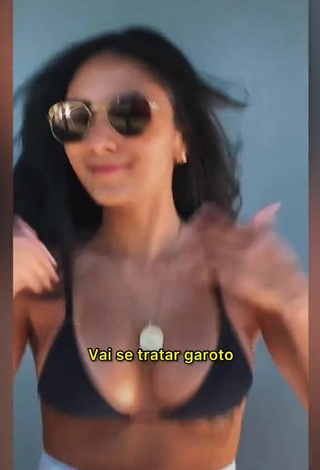 Luscious Isadora Nogueira Shows Cleavage in Black Bikini Top and Bouncing Boobs